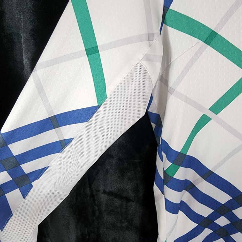 SanSoleil Shirt Women M UPF 50 Sun Protection 1/4 Zip Plaid Blue Green Half Zip - Picture 4 of 6